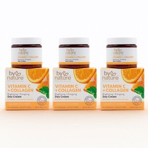 Lot 3pc New BY NATURE Vitamin C & Collagen Day Cream Moisturizer 50g 2oz Vegan